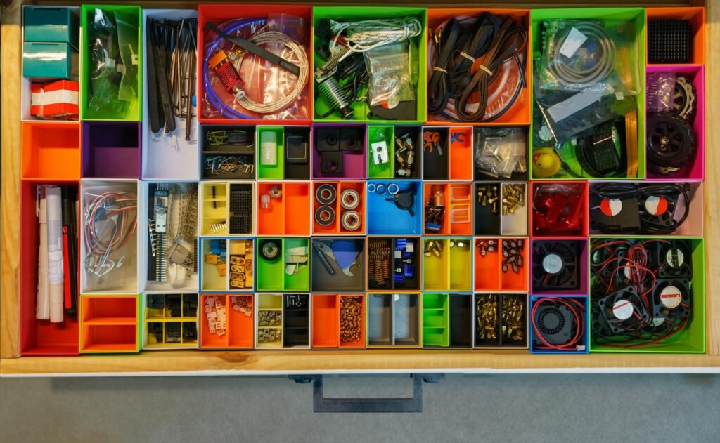Neatly organized hand tools in a drawer