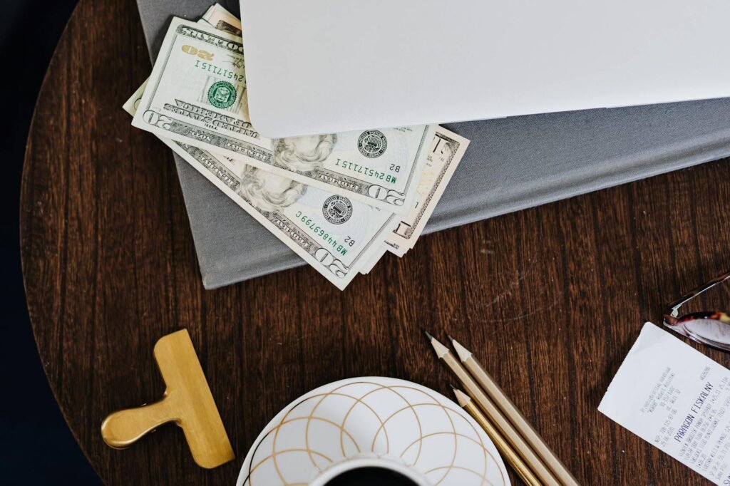 A grocery receipt and meal-planning notes on a kitchen table
