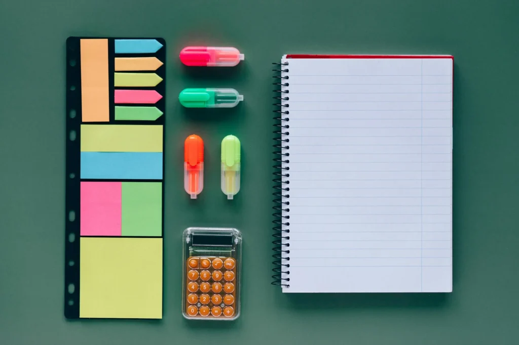 Budgeting notebook showing categories and a highlighted payday